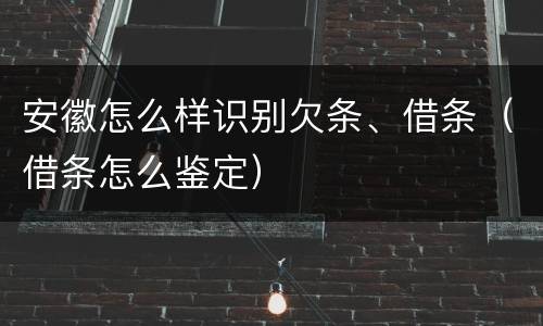 安徽怎么样识别欠条、借条（借条怎么鉴定）