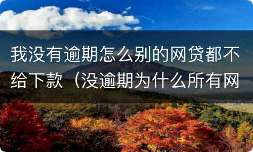 我没有逾期怎么别的网贷都不给下款（没逾期为什么所有网贷都不贷款,有可以下款的平台吗）