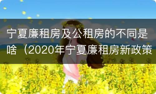 宁夏廉租房及公租房的不同是啥（2020年宁夏廉租房新政策）