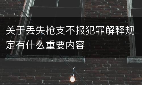 关于丢失枪支不报犯罪解释规定有什么重要内容