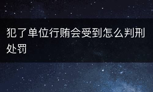 犯了单位行贿会受到怎么判刑处罚