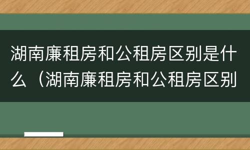 湖南廉租房和公租房区别是什么（湖南廉租房和公租房区别是什么样的）