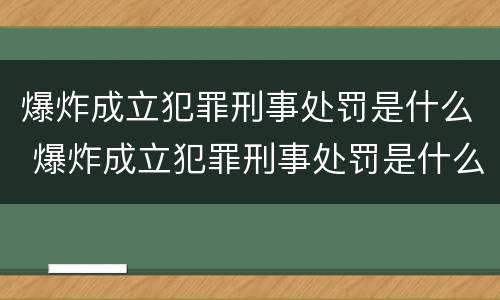 爆炸成立犯罪刑事处罚是什么 爆炸成立犯罪刑事处罚是什么原则