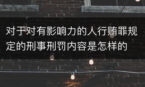 对于对有影响力的人行贿罪规定的刑事刑罚内容是怎样的