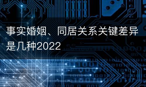 事实婚姻、同居关系关键差异是几种2022