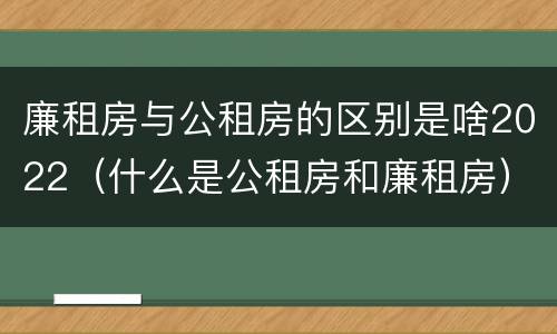 廉租房与公租房的区别是啥2022（什么是公租房和廉租房）