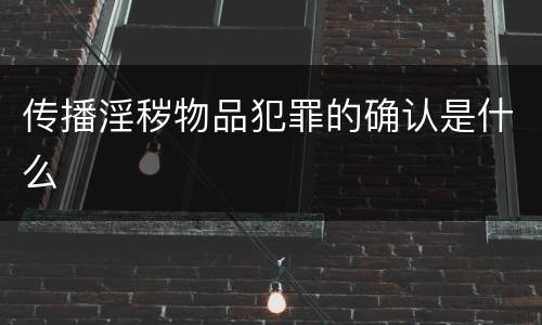 传播淫秽物品犯罪的确认是什么