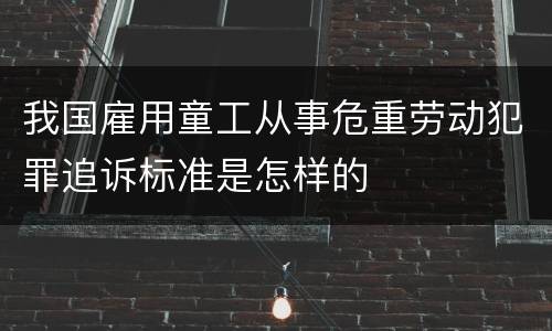 我国雇用童工从事危重劳动犯罪追诉标准是怎样的