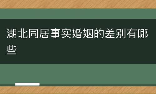 湖北同居事实婚姻的差别有哪些