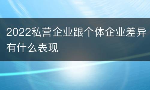 2022私营企业跟个体企业差异有什么表现