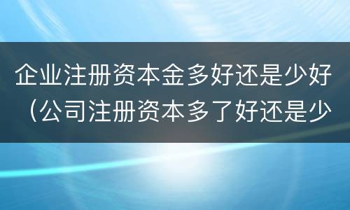 企业注册资本金多好还是少好（公司注册资本多了好还是少了好）