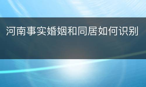 河南事实婚姻和同居如何识别