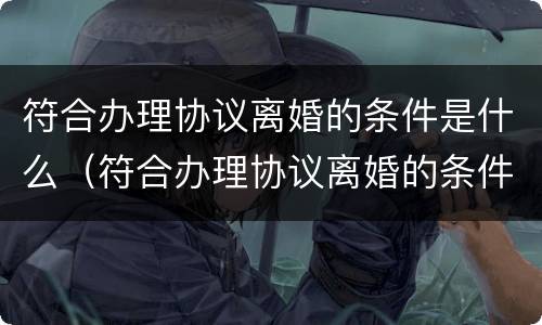 符合办理协议离婚的条件是什么（符合办理协议离婚的条件是什么呢）