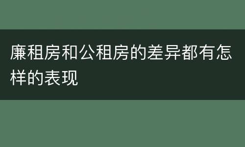 廉租房和公租房的差异都有怎样的表现