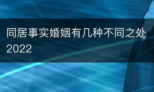 同居事实婚姻有几种不同之处2022