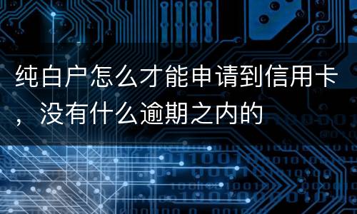 纯白户怎么才能申请到信用卡，没有什么逾期之内的