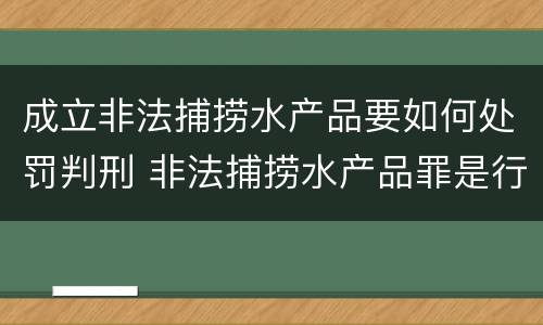 成立非法捕捞水产品要如何处罚判刑 非法捕捞水产品罪是行为犯吗