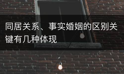 同居关系、事实婚姻的区别关键有几种体现