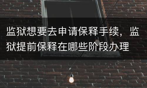 监狱想要去申请保释手续，监狱提前保释在哪些阶段办理