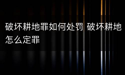 破坏耕地罪如何处罚 破坏耕地怎么定罪