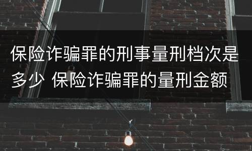 保险诈骗罪的刑事量刑档次是多少 保险诈骗罪的量刑金额