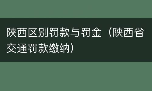 陕西区别罚款与罚金（陕西省交通罚款缴纳）