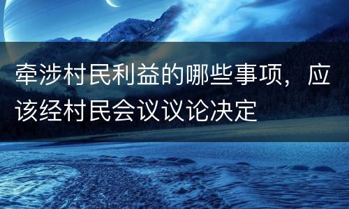 牵涉村民利益的哪些事项，应该经村民会议议论决定