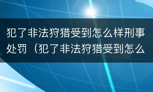 犯了非法狩猎受到怎么样刑事处罚（犯了非法狩猎受到怎么样刑事处罚的案例）