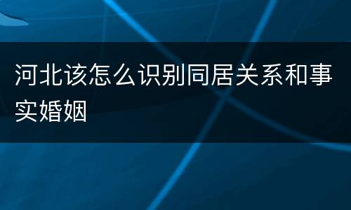 河北该怎么识别同居关系和事实婚姻