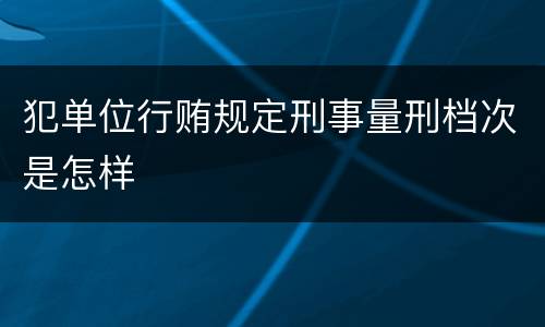 犯单位行贿规定刑事量刑档次是怎样