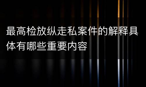 最高检放纵走私案件的解释具体有哪些重要内容