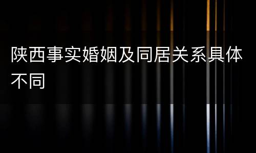 陕西事实婚姻及同居关系具体不同