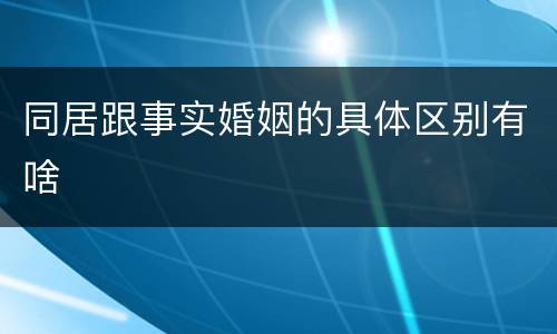 同居跟事实婚姻的具体区别有啥