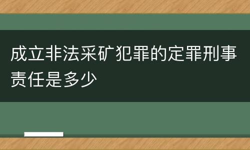 成立非法采矿犯罪的定罪刑事责任是多少