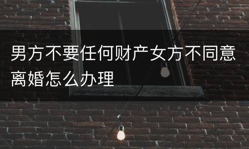 男方不要任何财产女方不同意离婚怎么办理