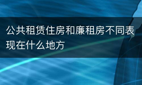 公共租赁住房和廉租房不同表现在什么地方