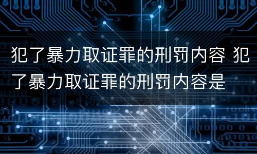 犯了暴力取证罪的刑罚内容 犯了暴力取证罪的刑罚内容是