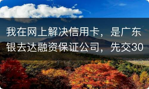 我在网上解决信用卡，是广东银去达融资保证公司，先交300能否解决