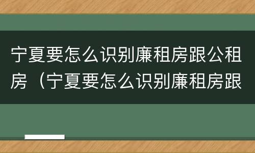 宁夏要怎么识别廉租房跟公租房（宁夏要怎么识别廉租房跟公租房的区别）