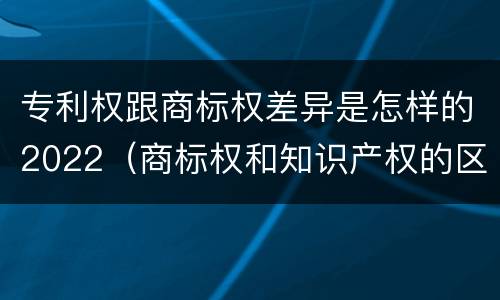 专利权跟商标权差异是怎样的2022（商标权和知识产权的区别）