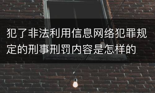 犯了非法利用信息网络犯罪规定的刑事刑罚内容是怎样的