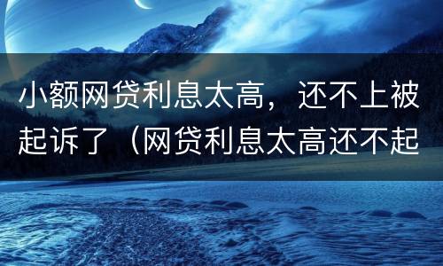 小额网贷利息太高，还不上被起诉了（网贷利息太高还不起可以报警吗）