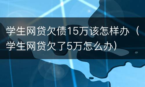 学生网贷欠债15万该怎样办（学生网贷欠了5万怎么办）