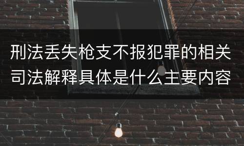 刑法丢失枪支不报犯罪的相关司法解释具体是什么主要内容