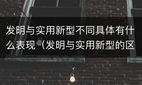 发明与实用新型不同具体有什么表现（发明与实用新型的区别）