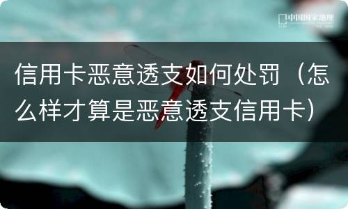 信用卡恶意透支如何处罚（怎么样才算是恶意透支信用卡）