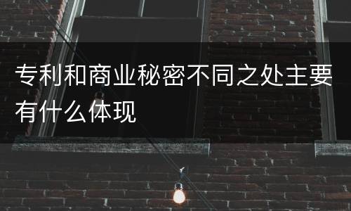 专利和商业秘密不同之处主要有什么体现