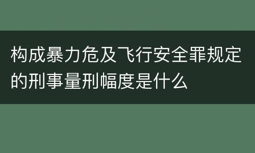 构成暴力危及飞行安全罪规定的刑事量刑幅度是什么