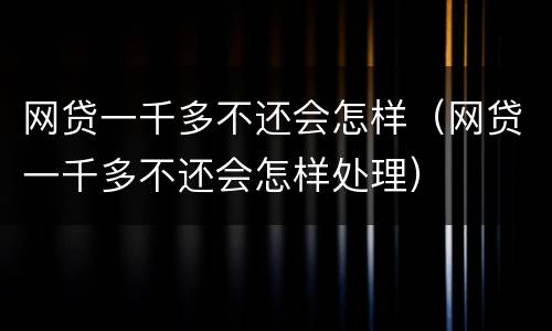 网贷一千多不还会怎样（网贷一千多不还会怎样处理）