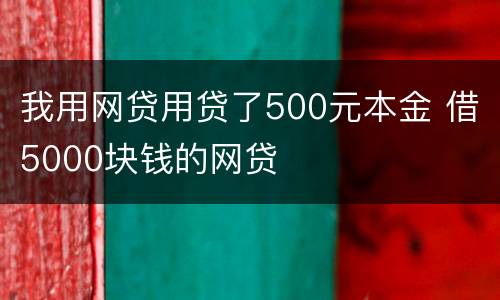 我用网贷用贷了500元本金 借5000块钱的网贷